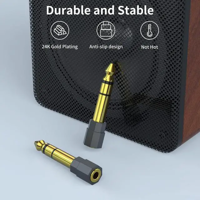 Alt view image 3 of 6 - 2 Pack 6.35mm 1/4 Male to 3.5mm 1/8 Female Stereo Headphone Adapter Audio Jack Plug Gold Plated for Speaker Headphone Guitar Digital Piano Amp Adapte (Grey)