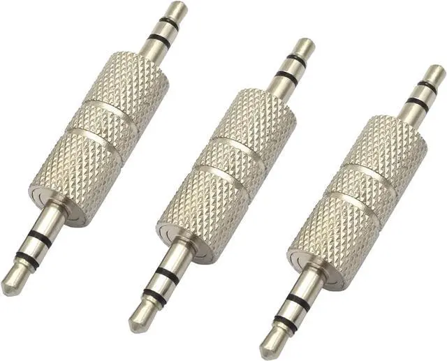 Main image of NW GenHaoQi 3Pcs Metal Silver 3 Pole 3.5mm Male to Male Audio Adapter 1/8 Coupler Joiner Stereo Jack Adapter Connectors Compatible for Laptop MP3 Miniature TV Tuning Equipment Car Audio etc.