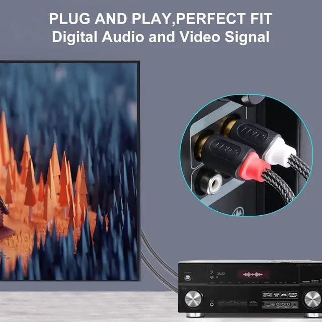 Alt view image 3 of 6 - Dual 1/4 inch TS to Dual RCA Stereo Audio Interconnect Cable Gold Plated Audiowave Series 2X 6.35mm Male TS to 2 RCA Male Stereo Audio Adapter with PVC Shelled Housing and Nylon Braid 15 Feet