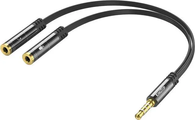Main image of Headphone Splitter 3.5mm Mic Audio Splitter Headset Splitter Cable for Gaming Headset with Separate Audio Microphone Jacks (Not for 2 Headphones)