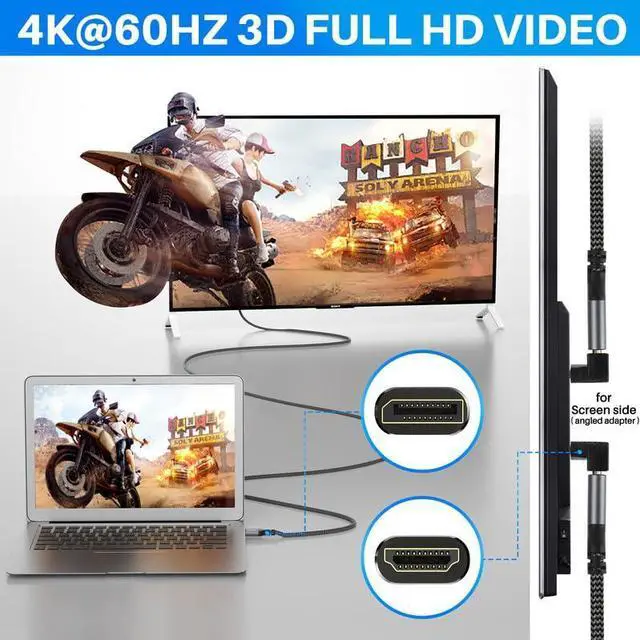 Alt view image 3 of 6 - 4K DisplayPort to HDMI Cable 10FT 4K@60Hz HDR High Speed Active Display Port to HDMI Cable UHD Converter Uni-Directional Braided Cord Support 4K@60Hz 2K@120Hz 1080P for HDTV Monitor Projector