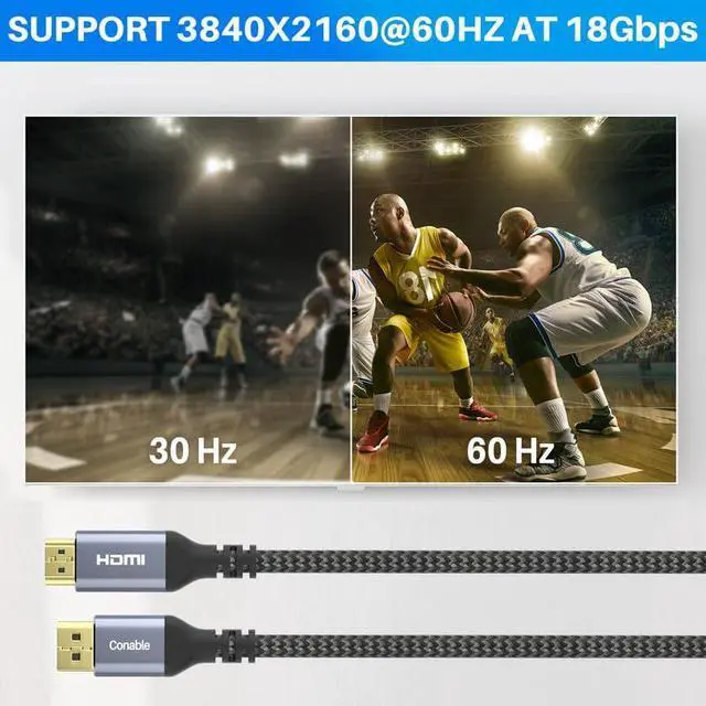 Alt view image 5 of 6 - 4K DisplayPort to HDMI Cable 10FT 4K@60Hz HDR High Speed Active Display Port to HDMI Cable UHD Converter Uni-Directional Braided Cord Support 4K@60Hz 2K@120Hz 1080P for HDTV Monitor Projector