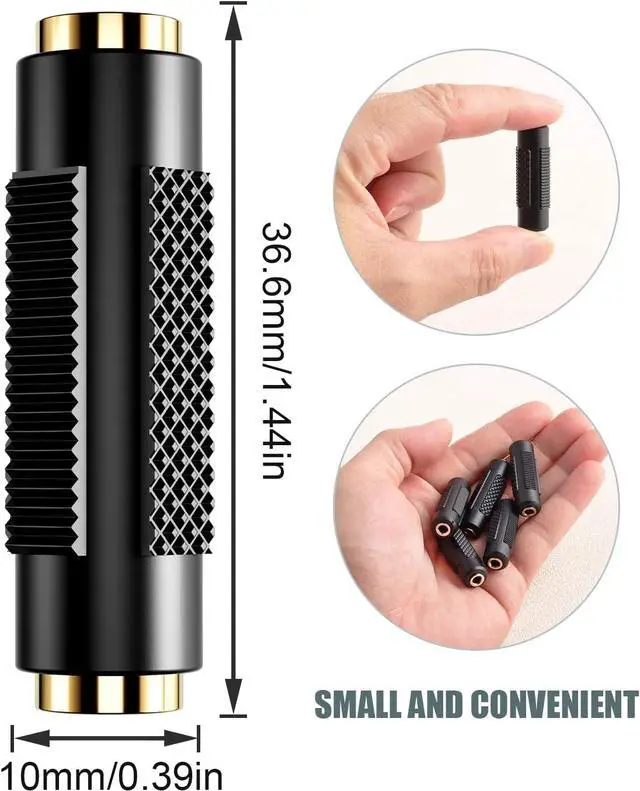Alt view image 3 of 7 - 3.5 mm Female to Female Adapter 3.5mm Stereo Jack to 3.5mm Stereo Jack Adapter Connectors Stereo Coupler Female to Female Gold Plated -4pack