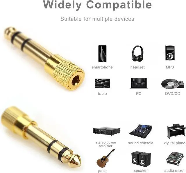 Alt view image 4 of 7 - 4PCS 1/4 to (1/8) 3.5mm Stereo Headphone Adapters for Audio Connector 3.5mm Female to 6.35mm Male Jack Plug Stereo Adapter for Headphone Adapte