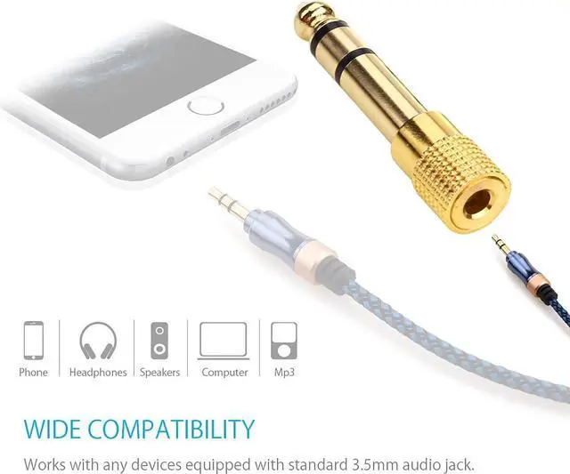 Alt view image 6 of 7 - 4PCS 1/4 to (1/8) 3.5mm Stereo Headphone Adapters for Audio Connector 3.5mm Female to 6.35mm Male Jack Plug Stereo Adapter for Headphone Adapte