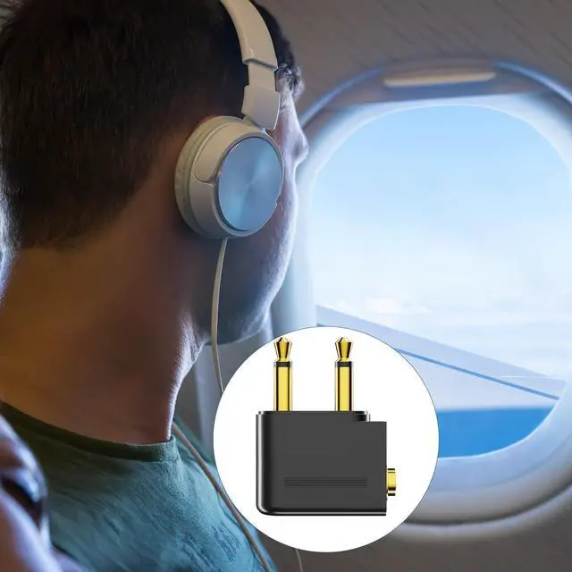 Alt view image 6 of 7 - Airplane Headphone Adapter Gold Plated Dual 3.5mm Male to 3.5mm Female Airplane Headphone Adapter for Audio Jack to Plug Air Plane Flight Connector Dual Socket Earphone - 3pack