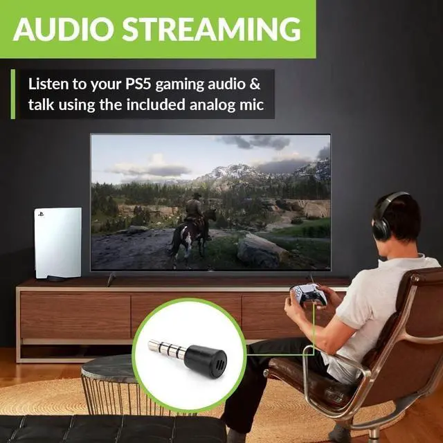 Alt view image 3 of 7 - C81 USB-C Bluetooth Adapter for PS5 - Connect Headphones Wirelessly with aptX Low Latency Support and Included Mini Mic