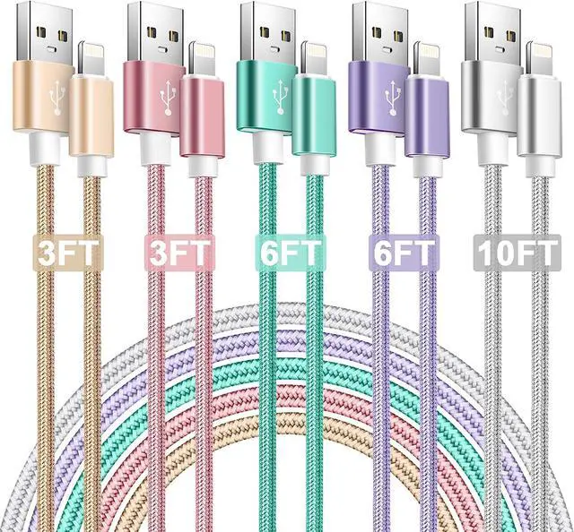 Main image of iPhone Charger [ MFi Certified] 5 Pack iPhone Lightning Cables Phone Chargers iPhone Compatible with iPhone14 13 12 11 XS MAX XR 8 7 6s