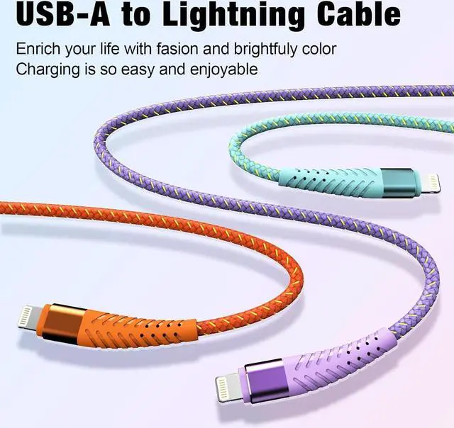 Alt view image 6 of 7 - iPhone Charger Fast Charging Lightning Cable 6FT 3Pack[ MFi Certified] Long iPhone Charger Cord Nylon Braided USB Cable Compatible with iPhone 14/13/12 Pro Max/12Pro/11