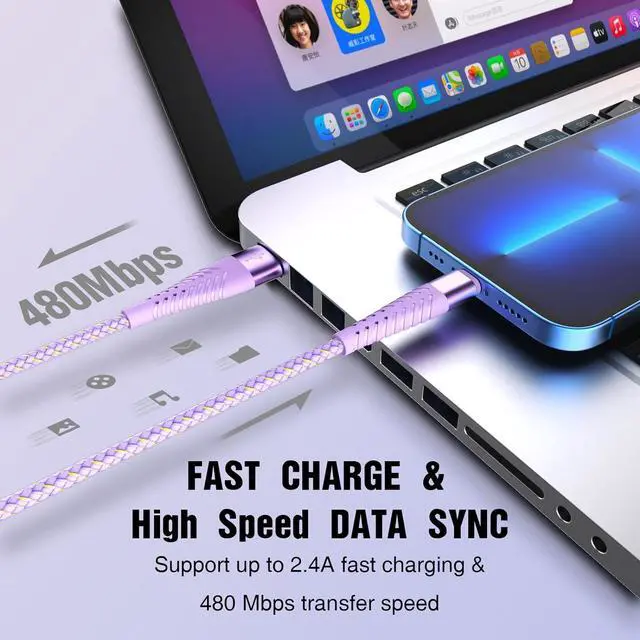 Alt view image 3 of 7 - iPhone Charger Fast Charging Lightning Cable 6FT 3Pack[ MFi Certified] Long iPhone Charger Cord Nylon Braided USB Cable Compatible with iPhone 14/13/12 Pro Max/12Pro/11