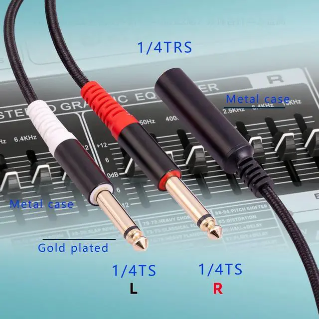 Alt view image 5 of 7 - 1/4 Female Splitter 6.35mm 1/4 in TRS Stereo Female to Dual 1/4 in TS Mono Male Breakout Cable 12 inches /30cm