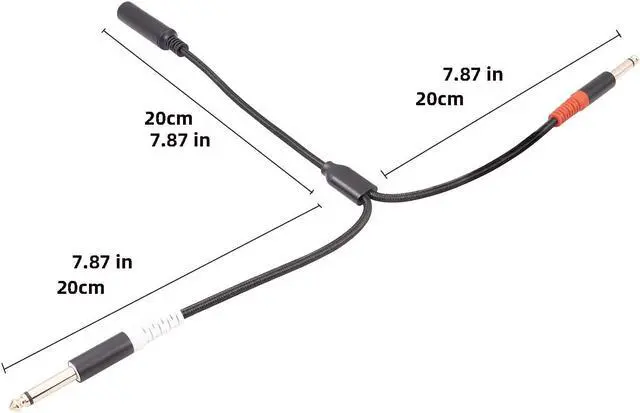 Alt view image 6 of 7 - 1/4 Female Splitter 6.35mm 1/4 in TRS Stereo Female to Dual 1/4 in TS Mono Male Breakout Cable 12 inches /30cm