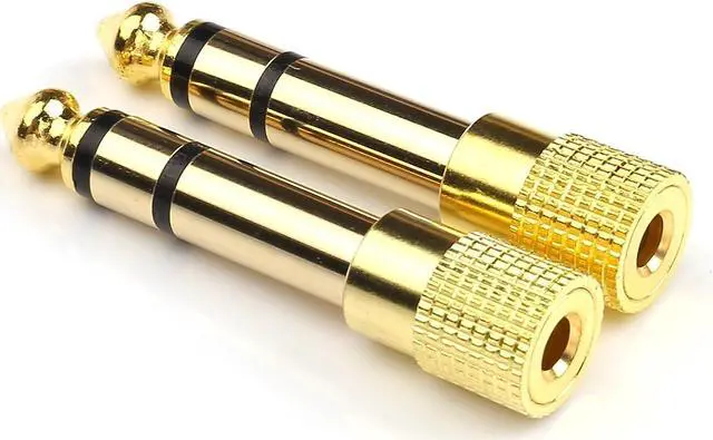 Alt view image 4 of 7 - Professional 6.35mm 1/4 inch Plug to 3.5mm 1/8 inch Jack Gold Plated TRS AUX Stereo Audio Headphone Jack Adapter Converter Connector(2 Pack)