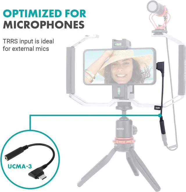 Alt view image 3 of 7 - UCMA-3 USB C to 3.5mm Audio Adapter for Microphones - 4-Pole Aux to USB Type C Pixel and Galaxy Smartphones - Female 3.5mm to USB-C Male Right Angle Head - Type-C USB to 3.5mm Jack Audio Adapter
