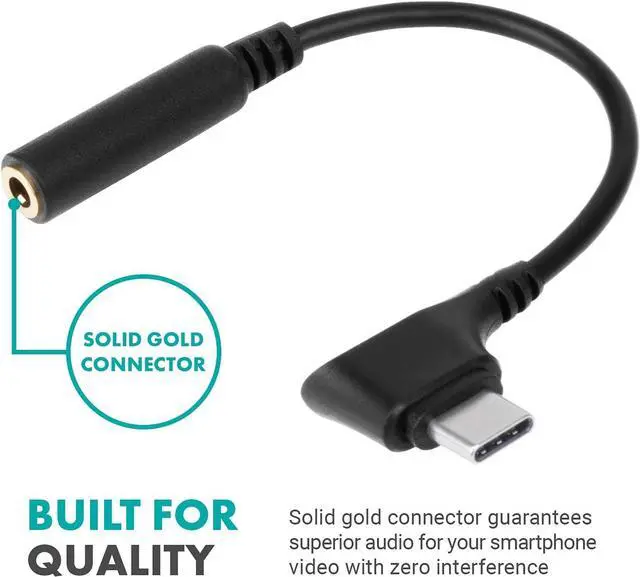 Alt view image 4 of 7 - UCMA-3 USB C to 3.5mm Audio Adapter for Microphones - 4-Pole Aux to USB Type C Pixel and Galaxy Smartphones - Female 3.5mm to USB-C Male Right Angle Head - Type-C USB to 3.5mm Jack Audio Adapter