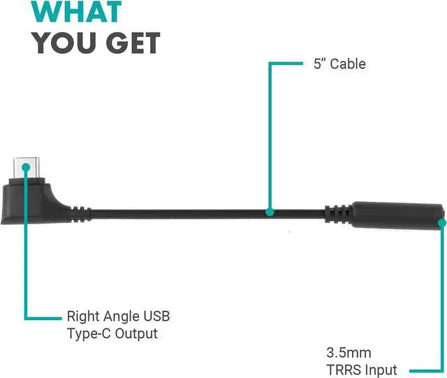 Alt view image 7 of 7 - UCMA-3 USB C to 3.5mm Audio Adapter for Microphones - 4-Pole Aux to USB Type C Pixel and Galaxy Smartphones - Female 3.5mm to USB-C Male Right Angle Head - Type-C USB to 3.5mm Jack Audio Adapter