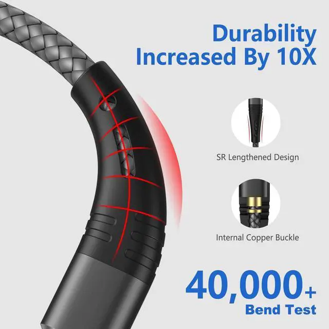 Alt view image 3 of 7 - 3-Pack  MFI Certified USB C to Lightning Cable 6 ft USB-C Nylon Braided iPhone Charger Cord t Type C Fast Charging Compatible with  iPhone 14/13/12/11/ Pro/Pro Max/Mini/Air Pods Pro.(Grey)
