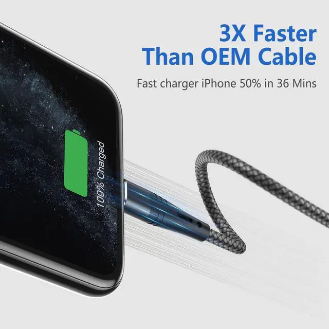 Alt view image 6 of 7 - 3-Pack  MFI Certified USB C to Lightning Cable 6 ft USB-C Nylon Braided iPhone Charger Cord t Type C Fast Charging Compatible with  iPhone 14/13/12/11/ Pro/Pro Max/Mini/Air Pods Pro.(Grey)