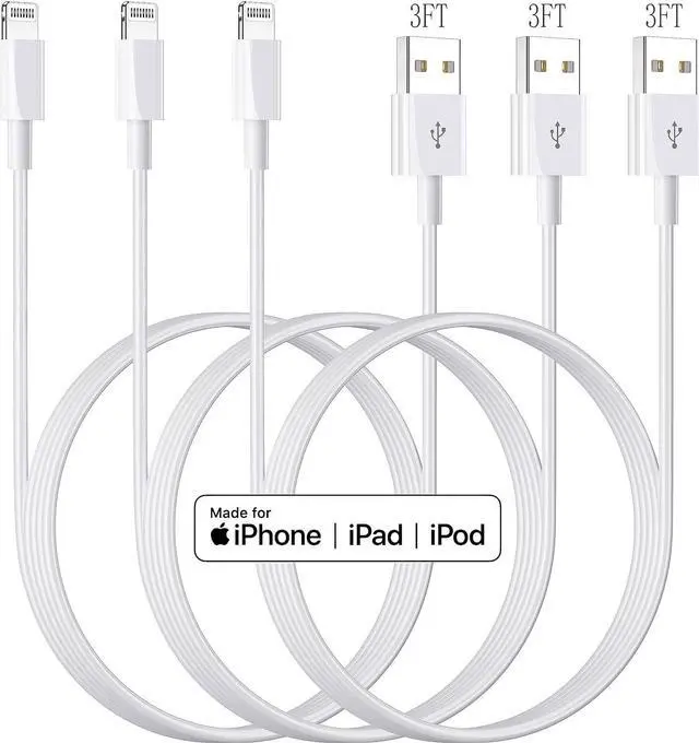 Alt view image 5 of 7 - 3ft 3Pack  MFi Certified iPhone Charger Cord USB to Lightning Cable Fast Charging & Data Sync Compatible with iPhone 14/13/12/11/XR/XS/X/8/7/6/5/SE/iPad