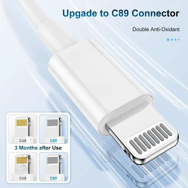 Alt view image 5 of 7 - 3 Pack Apple MFi Certified Charger Cable Apple Lightning to USB Cable Cord 2.4A Fast Charging Phone Long Chargers for iPhone 12/11/11Pro/11Max/ X/XS/XR/XS Max/8/7/6/5S/SE (3ft White)