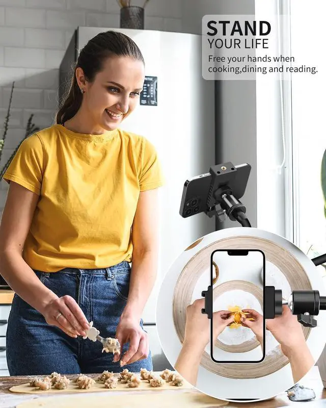 Alt view image 7 of 7 - Gooseneck Phone Holder for Bed/Desk, Flexible Phone Holder with 360 Adjustable Clamp Clip, Overhead Phone Mount, for Cookie Decorating, Recording or Watching Video