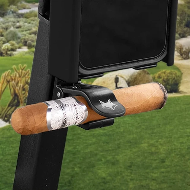Alt view image 5 of 7 - Phone Caddy and Cigar Holder - Adjustable Cart Mount With Secure Clip - Hands-Free GPS & App Access - Fits All Phones (Black)