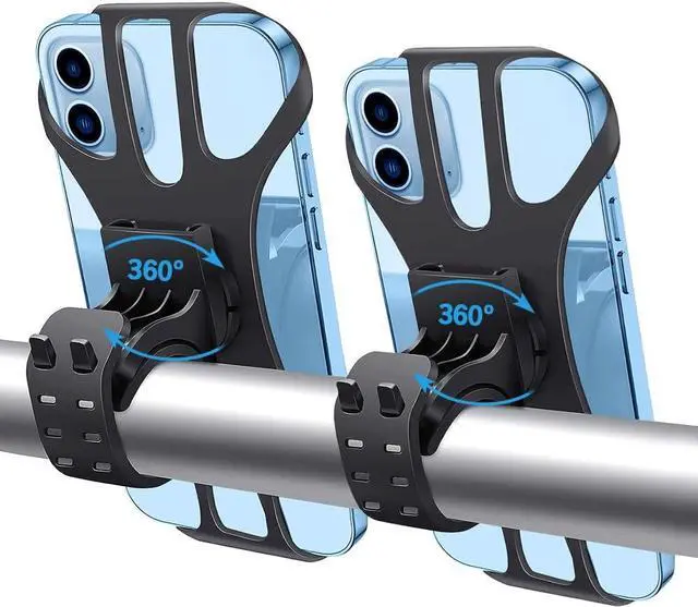Main image of Bike Phone Mount, 2 Pack Universal Motorcycle Phone Mount 360° Rotatable Adjustable Bike Phone Holder Compatible for iPhone 13/12/11 and More 4.5" to 7" Smartphones