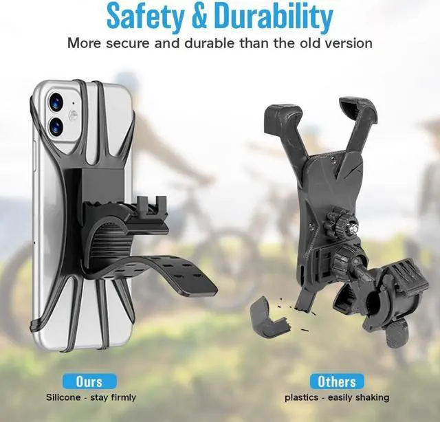 Alt view image 4 of 7 - Bike Phone Mount, 2 Pack Universal Motorcycle Phone Mount 360° Rotatable Adjustable Bike Phone Holder Compatible for iPhone 13/12/11 and More 4.5" to 7" Smartphones