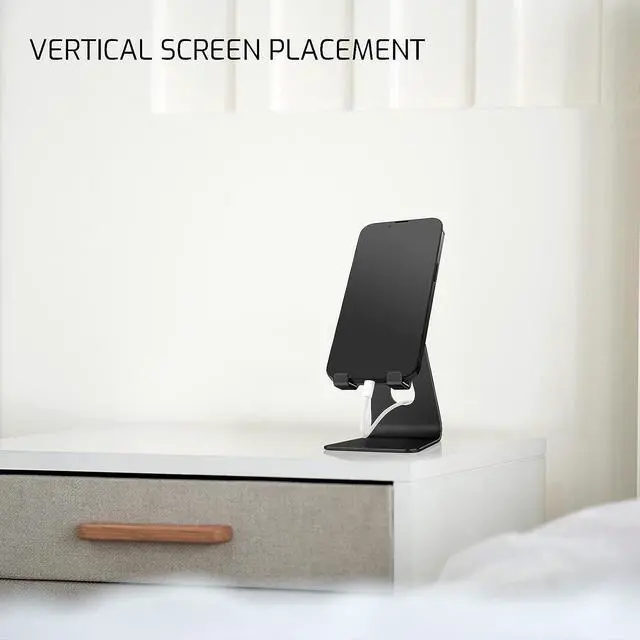 Alt view image 6 of 7 - Black Foldable Aluminum Alloy Cell Phone Holder Tabletop Metal Phone Stand with Adjustable Angle by Swivel Axis Smartphone Cradle