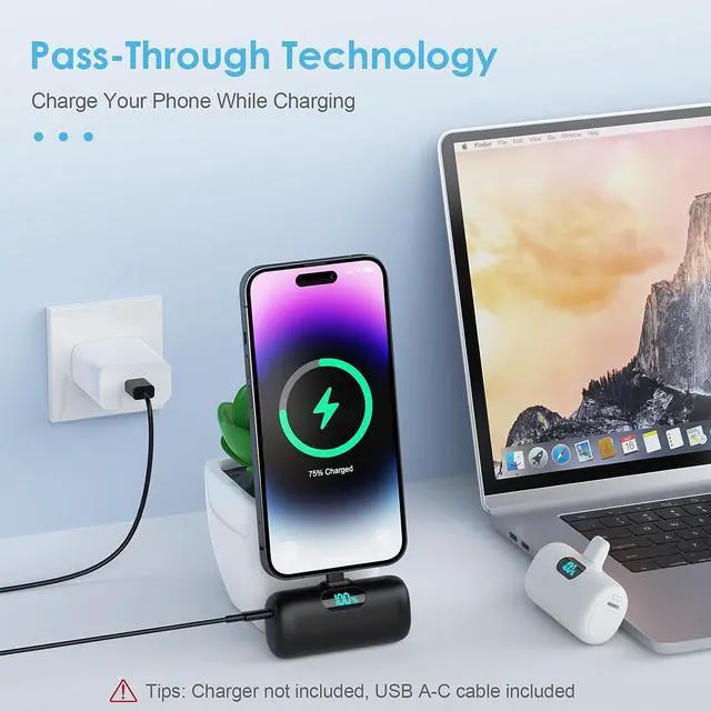 Alt view image 2 of 7 - [2 Pack]Small Portable Charger for iPhone Upgraded 5000mAh PD Fast Charging Power Bank Cute Mini Portable Phone Charger Battery Pack Compatible with iPhone 14/14 Pro Max/13/13 Pro/12 Pro/11/XR/X/8 etc