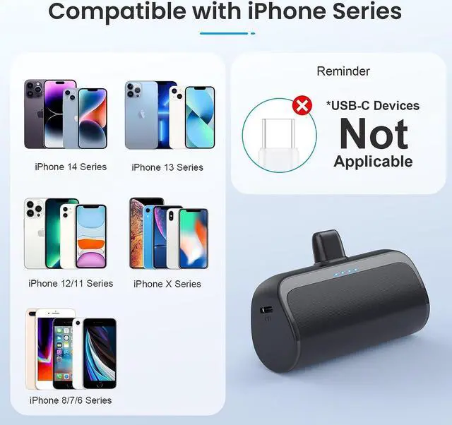 Alt view image 2 of 7 - [2 Pack]Mini Portable Charger for iPhone 5200mAh,20W PD Fast Charging Power Bank for iPhone, Ultra-Compact Battery Pack Travel Portable Phone Charger Compatible with iPhone 14 13 12 11 X 8 7 6 Series