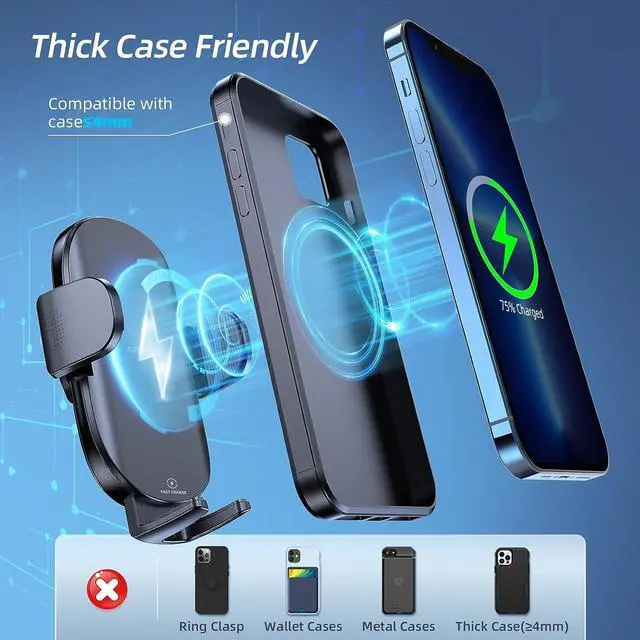 Alt view image 4 of 7 - APPS2Car Wireless Car Charger 15W Fast Charging Car Phone Holder Charger Wireless Car Charger Mount for Dashboard Windshield Air Vent Compatible with iPhone 15 Pro Max Plus 14 13 12 Samsung LG & More