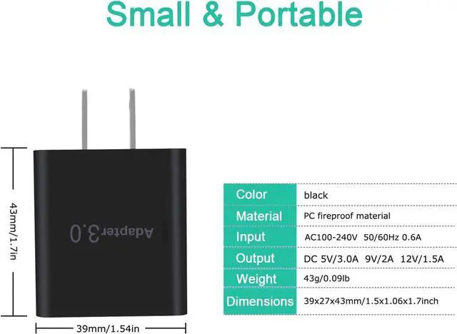 Alt view image 4 of 6 - Fast Charger for  Galaxy Tab A8 10.5 Tablet USB C Quick Charge 3.0 Wall Charger AC Adapter Cable Cord - UL Listed