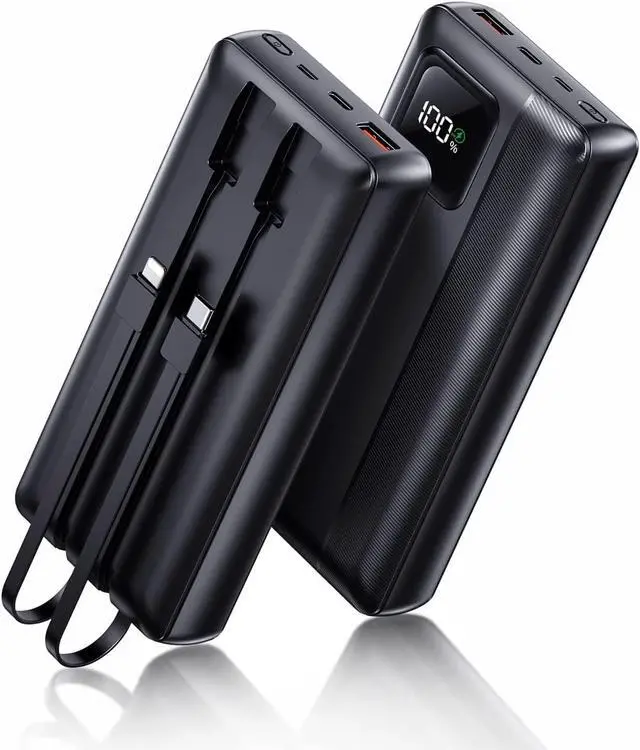 Main image of Power-Bank-Portable-Charger - 40000mAh Power Bank Support PD 30W and QC4.0 Fast Charger with Built-in 2 Output Cable and LED Display for iPhone and Android Phones and Most Electronic Devices