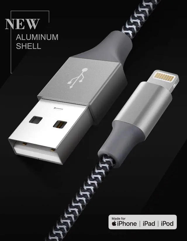 Alt view image 6 of 7 - Lightning Cable Apple Certified iPhone Charger 3Pack 6ft Braided Lighting to USB A Charging Cord Compatible with iPhone 14 13 12 11 Pro Max X 8 7 6s Plus 5S iPad Pro and More Black