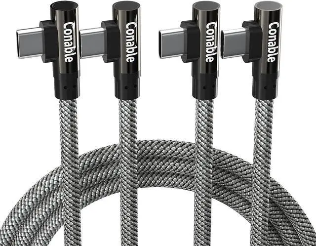 Main image of 2 Pack 100W USB C to USB C Cable 4FT, Double 90° Angle, 90 Degree 5A Super Fast Charging Type-C Braided Cord, for iPhone 17 /16 / 15 Series, Galaxy S25/S24, MacBook Pro/iPad Pro/Mini/Air and More