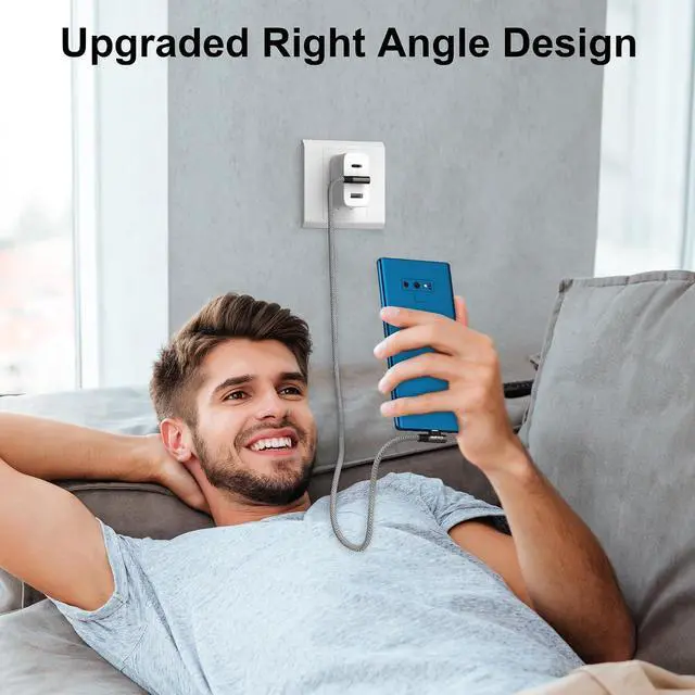 Alt view image 5 of 7 - 2 Pack 100W USB C to USB C Cable 4FT, Double 90° Angle, 90 Degree 5A Super Fast Charging Type-C Braided Cord, for iPhone 17 /16 / 15 Series, Galaxy S25/S24, MacBook Pro/iPad Pro/Mini/Air and More