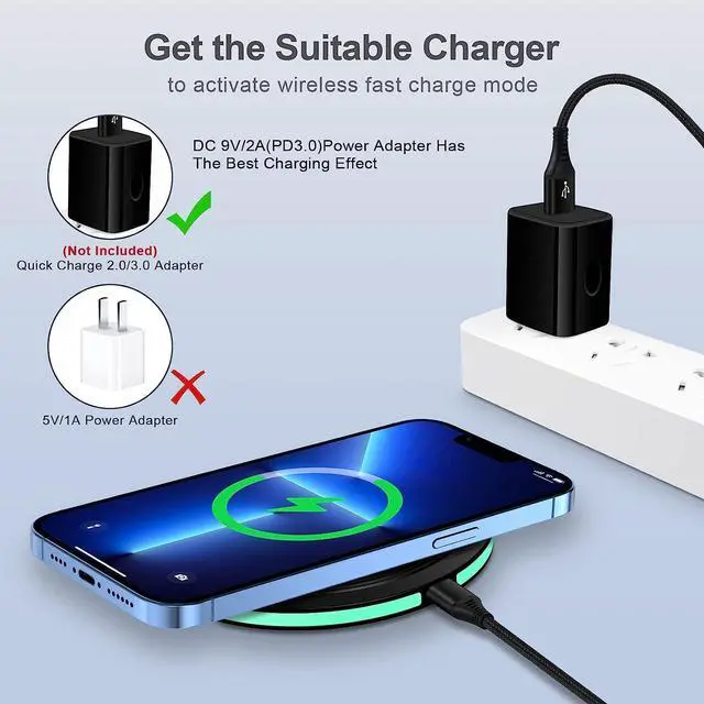 Alt view image 3 of 7 - Samsung 15W Wireless Charger Pad Fast Charging for Google Pixel 7a/7Pro/6/6a/5/4/3 XL Certified Fast Samsung Charger Mat Station for Galaxy S23 Ultra/S22/S21 5G Z Flip 4 iPhone 14 Pro 13/12/11/SE