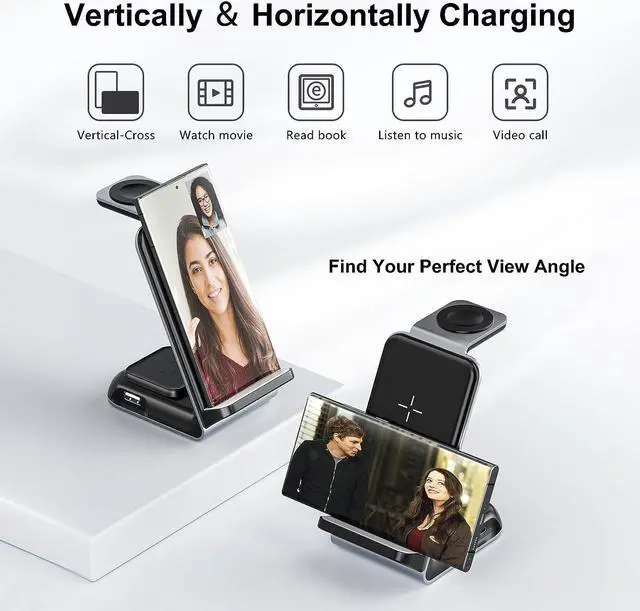 Alt view image 5 of 6 - Wireless Charging Station for  - Fast Charging Wireless Charger for Galaxy S23 Ultra/S23/S23+/Z Flip/Fold 5/4/3/iphone/Android Phones Galaxy Watch 6/5 Pro/5/4/3 & Buds.(with 30W PD Adapter)