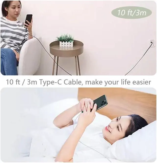 Alt view image 5 of 6 - 10ft USB C Cable - USB C Charger Cable - USB Type C Cable - for iPad Pro 12.9/11 2018 Galaxy Ultra S20+S10 S9 S8 Note 10 8 Tab S4 MacBook Air Google Pixel 3a XL Long Type C Charger Cord Fast Charging