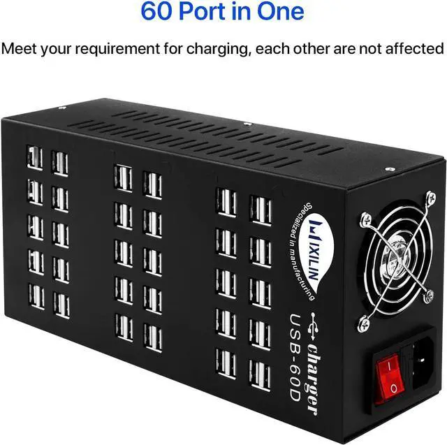 Alt view image 2 of 7 - USB Charging Station, Cinlinso 60 Port 300W/60A,Intelligent Protection,MultiPort USB Charger Station for Smartphone Tablets School Hotel