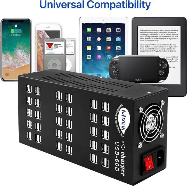 Alt view image 3 of 7 - USB Charging Station, Cinlinso 60 Port 300W/60A,Intelligent Protection,MultiPort USB Charger Station for Smartphone Tablets School Hotel