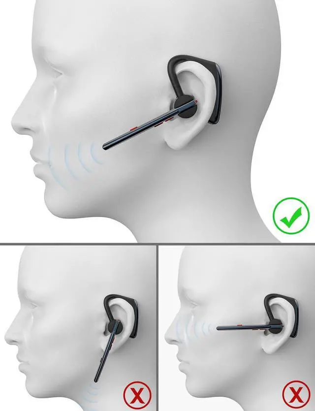 Alt view image 7 of 7 - Bluetooth Earpiece for Cell Phone Hands Free Noise Cancelling Bluetooth Earpiece Headset Wireless 24 Hrs Talking 1440 Hrs Standby time for iPhone Android Trucker Driver