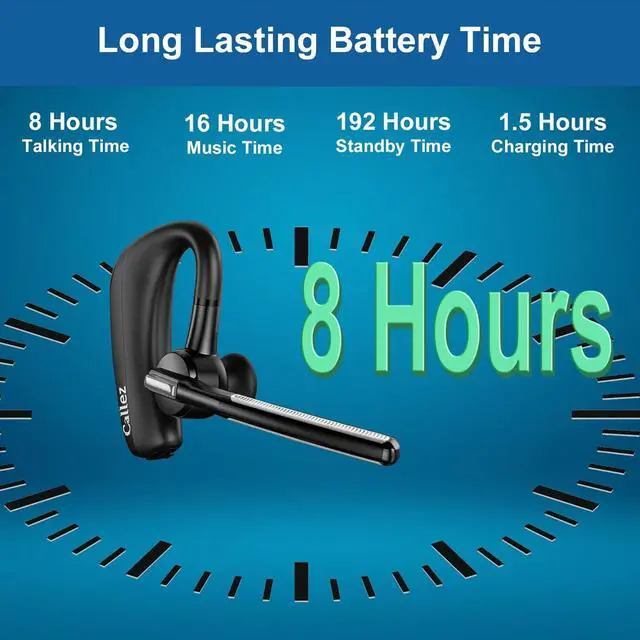 Alt view image 6 of 7 - Bluetooth Headset for iPhone Android Cell Phone Bluetooth Earpiece V5.0 with CVC8.0 Dual Mic Noise Cancelling & Mute/Volume Buttons Hands-Free Wireless Headset for Trucker Business Office