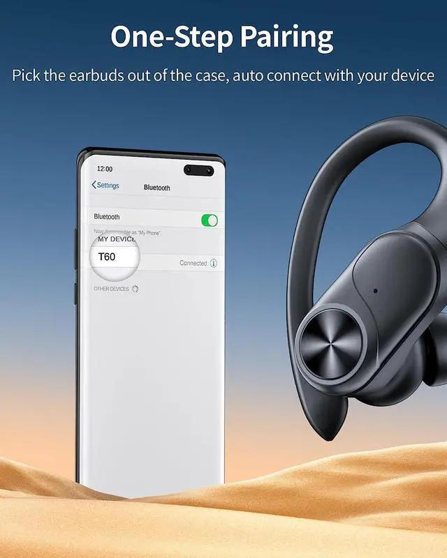 Alt view image 5 of 7 - 2 Sets Bluetooth Headphones Wireless Earbuds 80hrs Playtime Wireless Charging Case Sports Ear buds with Earhook Premium Deep Bass IPX7 Waterproof Over-Ear Earphones for TV Phone Laptop Black and Blue