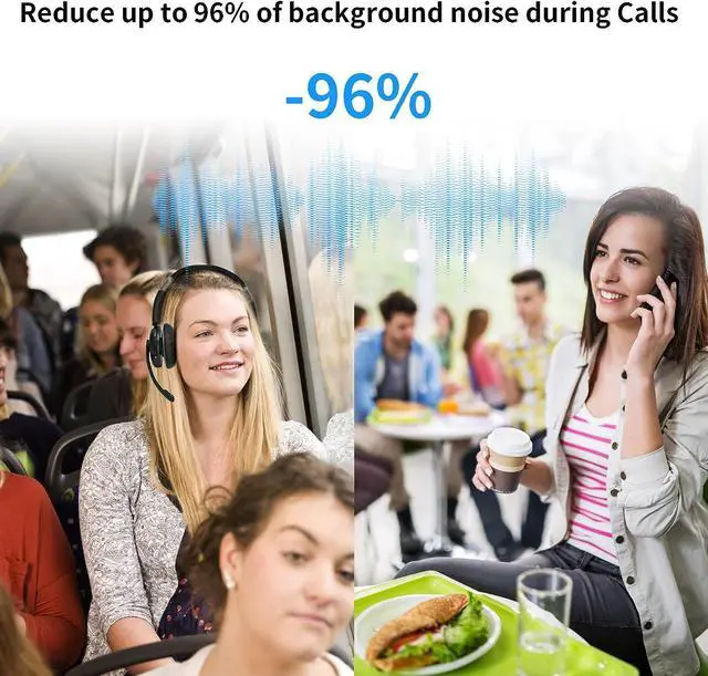 Alt view image 4 of 7 - Bluetooth Headset with Microphone V5.2 Single and Dual Ear Wireless Headphones with AI Noise Cancelling for Cell Phone Laptop Trucker Home Office Call Center Zoom Online Class