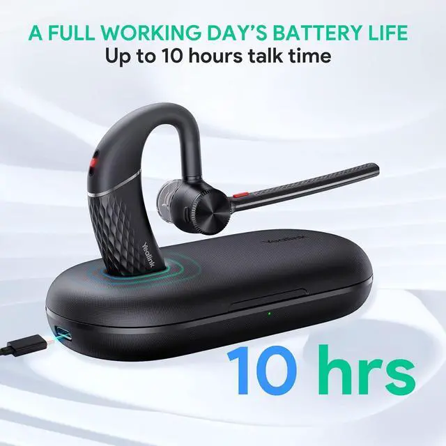 Alt view image 7 of 7 - BH71 Bluetooth Headset Wireless Bluetooth Earpiece with Noise Canceling Microphone Teams & UC Compatible Connect to Mobile Phone/Tablet PC Mono Headset for Business Office Driving