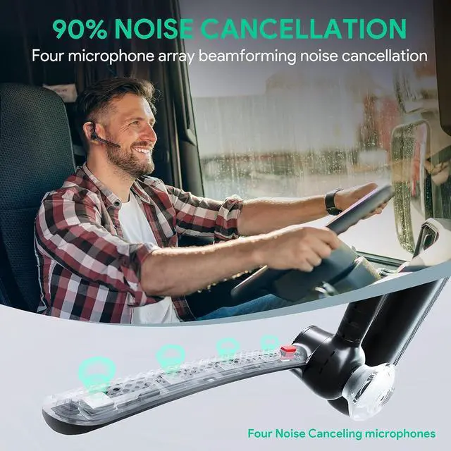 Alt view image 3 of 7 - BH71 Bluetooth Headset Wireless Bluetooth Earpiece with Noise Canceling Microphone Teams & UC Compatible Connect to Mobile Phone/Tablet PC Mono Headset for Business Office Driving