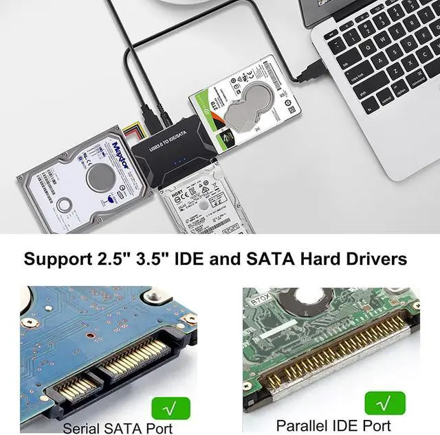 Alt view image 7 of 7 - USB 3.0 to SATA and IDE Adapter External Hard Drive Reader Ultra Recovery Converter for 2.5 3.5 HDD/SSD DVD Optical Drive