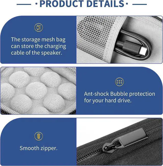 Alt view image 3 of 7 - Hard Case for SanDisk Extreme Pro/SanDisk Extreme Portable External SSD 500GB 1TB 2TB Travel Case Protective Cover Storage Bag (Grey)